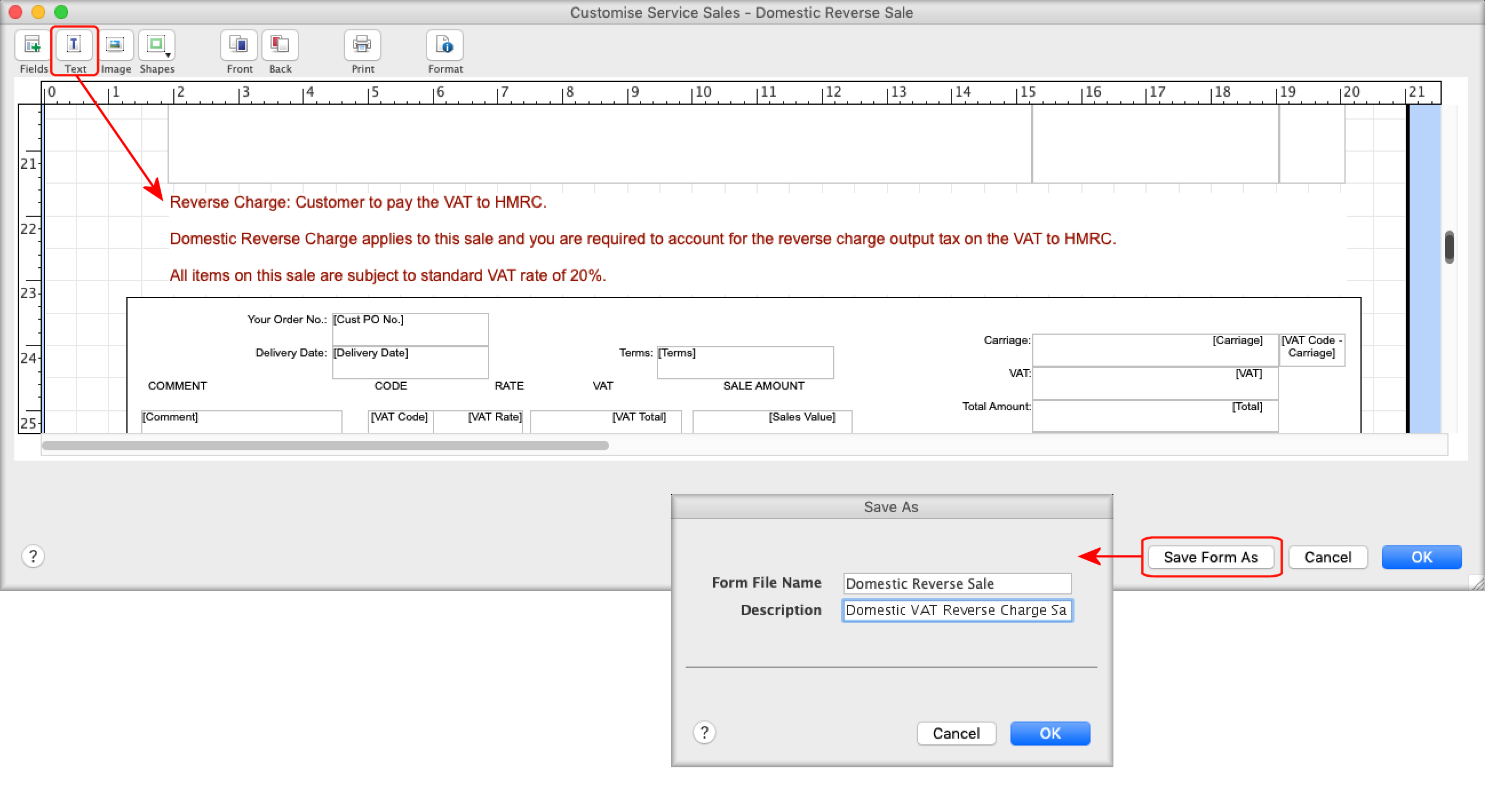 Customised Invoice Form