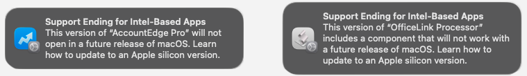 Support Ending for Intel Based Apps